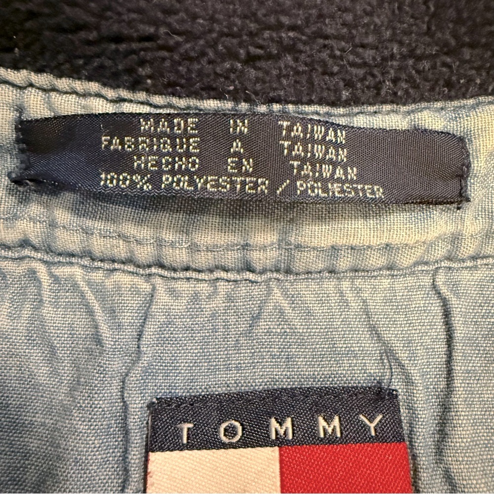 Rare Vintage Tommy Hilfiger Tommy Jeans Polar Fleece Overshirt Navy Men’s XL - Picture 8 of 13